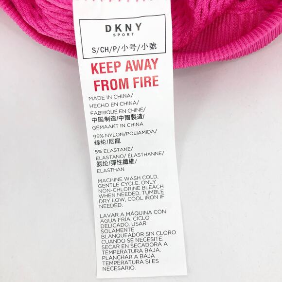 DKNY Womens Sports Bra Small Pink Racerback Logo Mesh Panel Seamless NWT - Picture 10 of 11